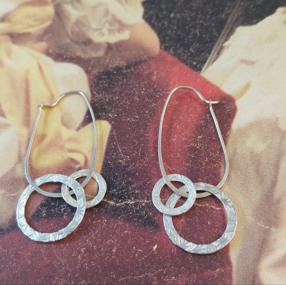 Vintage Sterling Silver Hoop Earrings - Picture 8 of 12